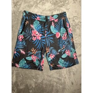 Matix Mens Multicolor Shorts Size Large Floral Elastic Waist Polyester